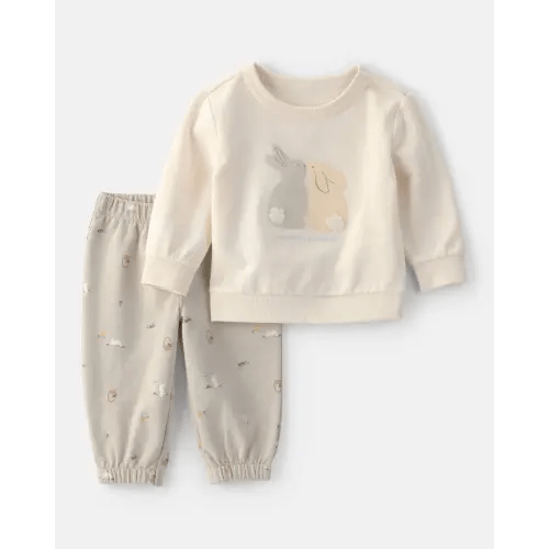 Baby 2-Piece Easter Bunny French Terry Tee & Pant Set - Cream | Carter's