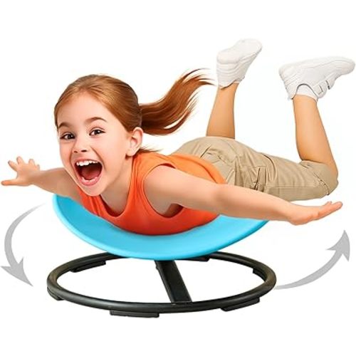 Kids Sensory Spinning Chair for Autism Ages 3+, Sit and Spin Swivel Chair for Kids with ADHD, Sensory Chairs for Autistic Children, Sensory Toys for Motion Sickness Relief, Balance Training (Blue)
