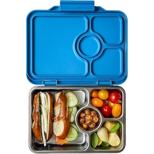 Yumbox Prêt Stainless Steel Bento Box – Leakproof, Reusable Lunch Container for Kids & Adults – Sandwich & Snack Friendly, BPA-Free, Durable Food Box (Normandy Blue)