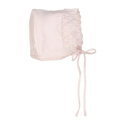 Dot Diamond Knit Bonnet Pink