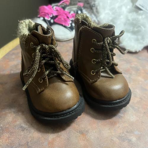 3 month old Brown and black baby boots #babyshoes