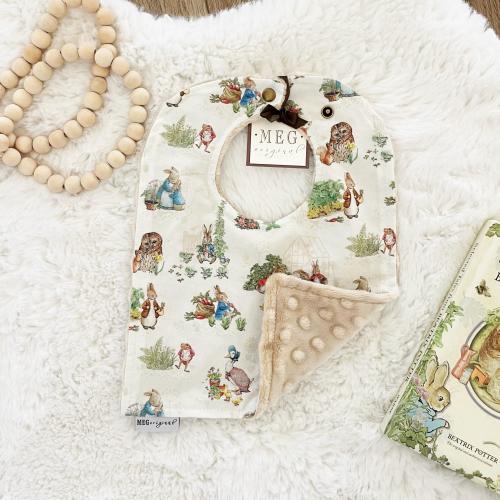 Peter Rabbit & Friends Bib { Baby-to-Toddler Adjustable Snap Bibs } Beatrix Potter - Soft Cotton, Absorbent, Durable, Boy / Girl / Unisex