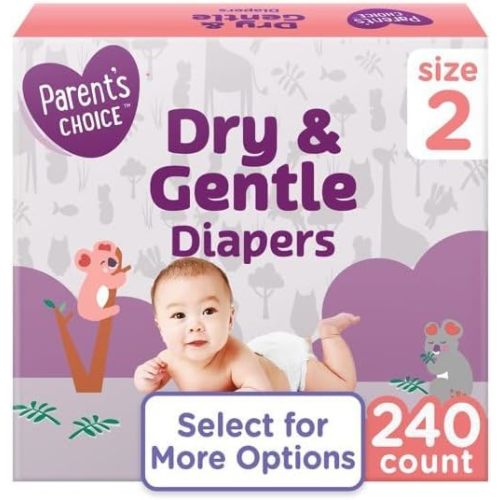 Parent~s Choice Diapers, Dry & Gentle Diapers Size 2 (12-18 lbs) - Super Value 240 Count