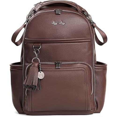 Itzy Ritzy Diaper Bag Backpack – Large Capacity Boss Plus Baby Backpack Diaper Bag Featuring 19 Pockets, Changing Pad, Stroller Clips, and Comfortable Straps (Espresso)