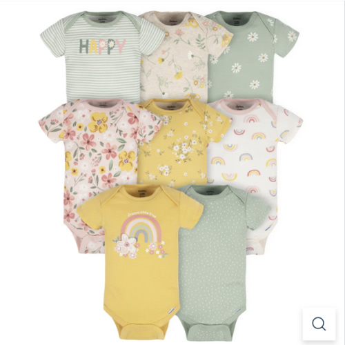 8-Pack Baby Girls Golden Floral Onesies® Bodysuits