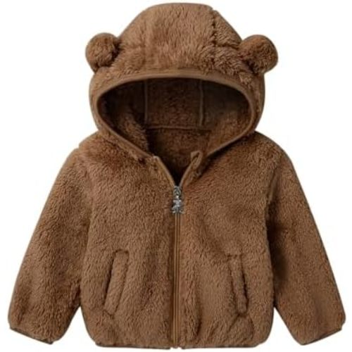 Baby Toddler Fleece Jacket with Hood Boys Girls Cute Bear Coats Hoodies