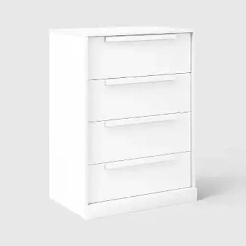 "modern 4 drawer dresser pure white"