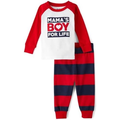 The Children's Place baby boys Button Long Sleeve Top and Pants Snug Fit 100% Cotton 2 Piece Pajama Set