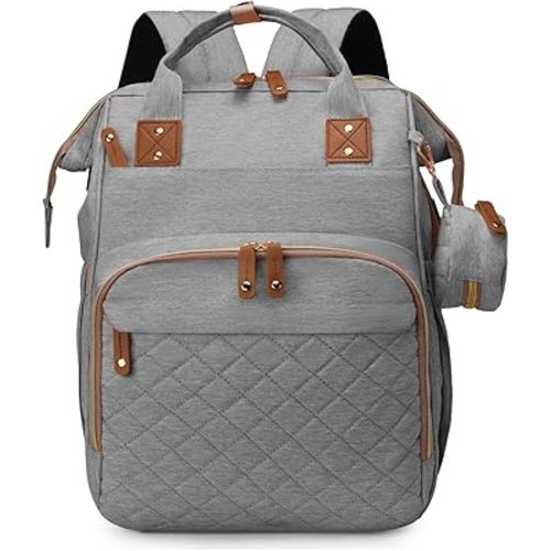 houscly Diaper Bag Backpack with Changing Station,Baby Bags New Mom Gifts Pañaleras Para Bebe Baby Girl Newborn Essentials Must Haves Baby Shower Gifts Baby Registry Search Light Gray