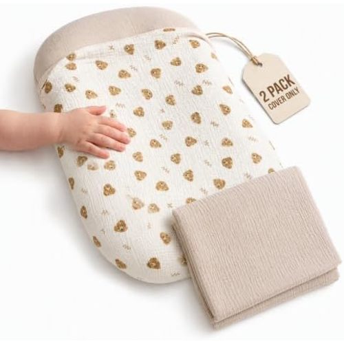 2 Pack Muslin Baby Lounger Covers, Covers Only, 35.5" x 20"