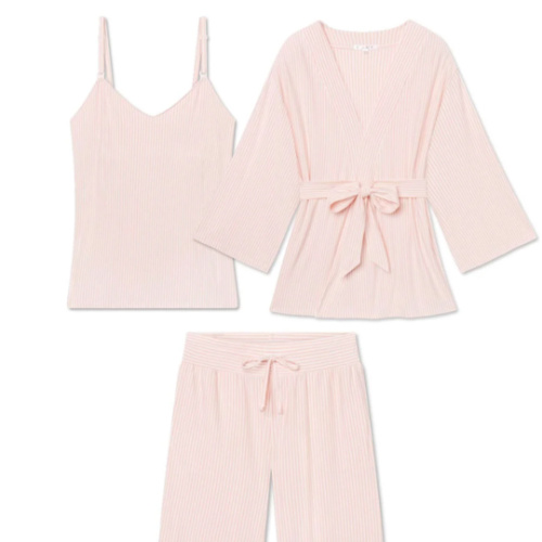 LAKE | Women | DreamModal® Pajamas | English Rose Pencil Stripe Maternity Kimono Bundle