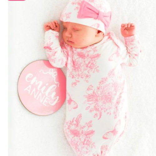 Ruffle Knotted Sleep Gown & Hat Set