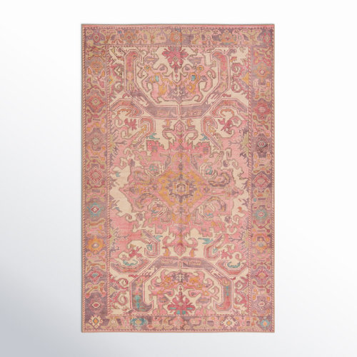 Birch Lane™ Framboise Oriental Machine Woven Polyester Area Rug in Pink/Purple & Reviews | Wayfair