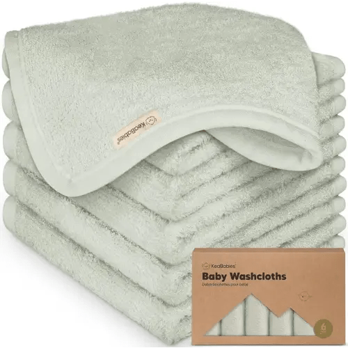 6-Pack Baby Washcloths - Soft Absorbent Viscose from Bamboo Wash Cloths for Babies, Kids, Toddlers, Infant, Newborn Bath Towels, Gentle on Sensitive Skin, 10x10 Reusable Face Towels (Dove)