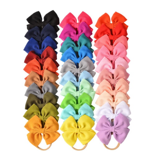 Prohouse 30 PCS Big Bows Baby Nylon Headbands Hairbands Hair Bows Elastics for Baby Girls Newborn Infant Toddler Child Hair Accessories