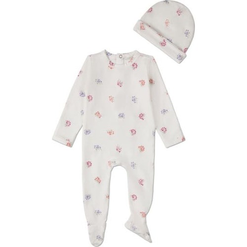 2 Piece Baby Girls Floral Print Cotton Rich Footie Set