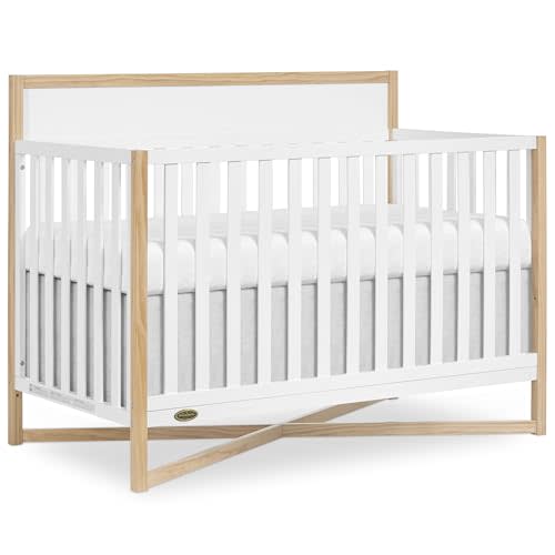 Dream On Me Owen 5-in-1 Convertible Full-Size Baby Crib in Vintage White Oak, GreenGuard Gold & JPMA, Converts to Toddler, Day, & Full-Size Bed Non-Toxic Paint, Safe Sleep Environment
