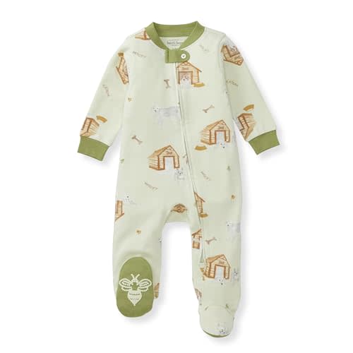 Burt's Bees Baby Baby Girls Pajamas, Zip Front Non-Slip Footed Sleeper Pjs, 100% Organic Cotton