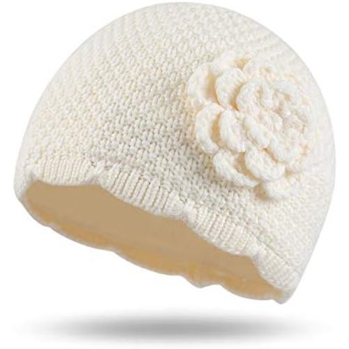 Bamery Winter Little Girls' Beanie Hat Cute Toddler Girl Knitted Hat Cotton Warm Hats for Under 6 Years