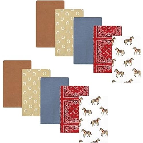 Hudson Baby Unisex Baby Cotton Flannel Burp Cloths, Cowboy 10-Pack, One Size
