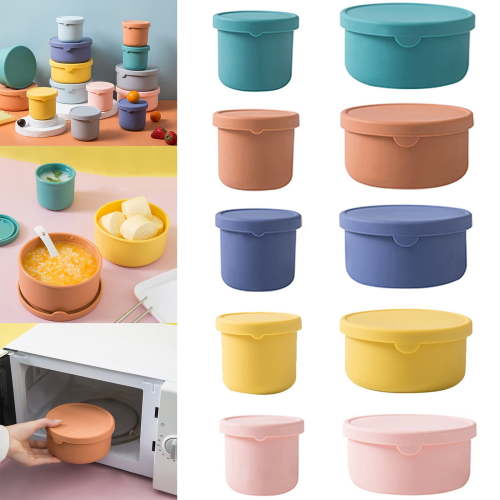 CGZQFEI Silicone Food Containers for Kids, Reusable Baby Snack Fruits Container with Lids, Leak Proof Silicone Food Storage Containers Kids Small Lunch Box BPA Free for Daycare School Travel