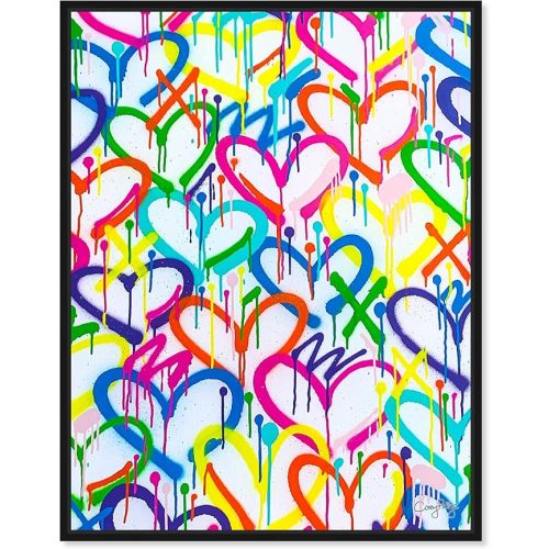 The Oliver Gal Artist Co. Abstract Modern Canvas Wall Art Corey Paige - Rainbow Graffiti Hearts
