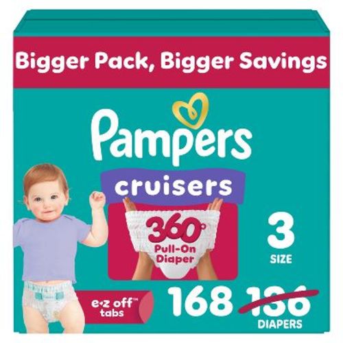 Pampers Cruisers 360 Disposable Diapers OMS Pack - Size 3 - 168ct
