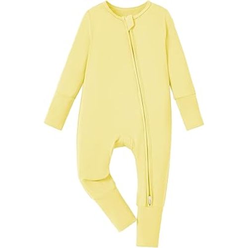 PATPAT Baby Pajama with Bamboo Viscose, Footie Jumpsuit Romper with 2-Way Zipper for Baby Boy Girl Toddler Sleeper Sleepwear