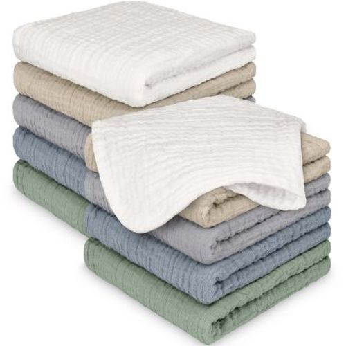 KeaBabies Lyra Muslin Baby Washcloths, Large 12x12 Soft Organic Cotton Muslin Wash Cloths, Burp Rags, Face Cloths Towels (Slate)