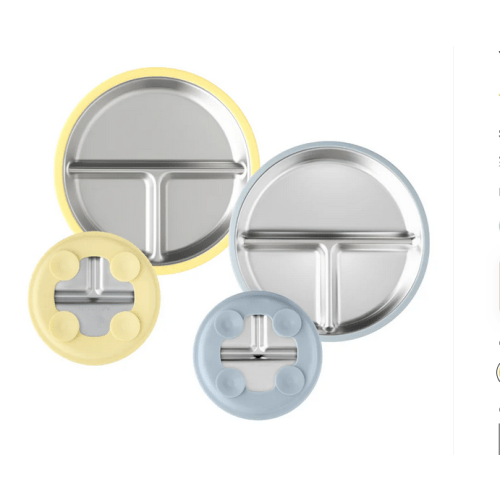 Stainless Steel Plate Set of 2 (Butter Yellow & Baby Blue)