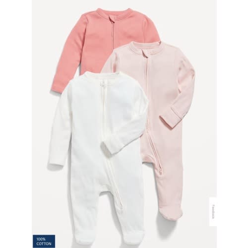 Unisex 3-Pack Sleep & Play 2-Way-Zip Footed One-Piece for Baby | Old Navy