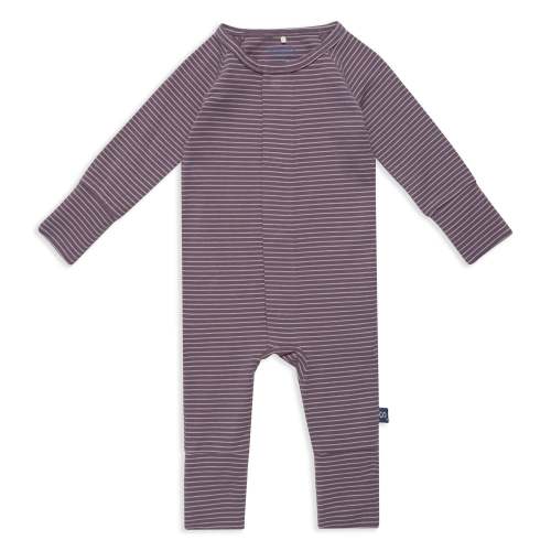 Plum / rainy day stripe cloudstretch™ magnetic convertible coverall 3-6mo