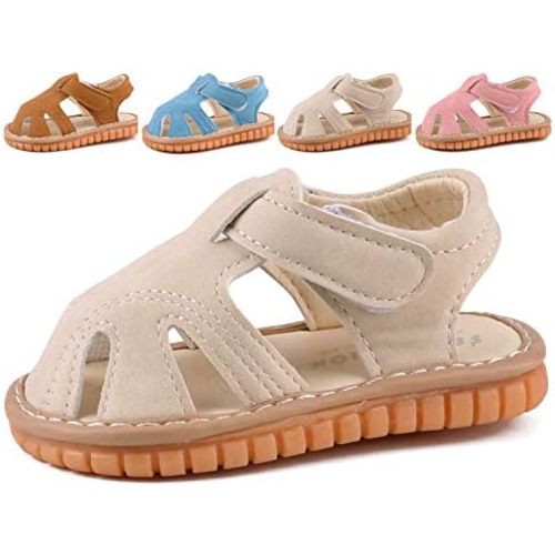 Baby Boys Girls Squeaky Sandals Summer Closed-Toe Anti-Slip Premium Rubber Sole Toddler First Walkers Shoes