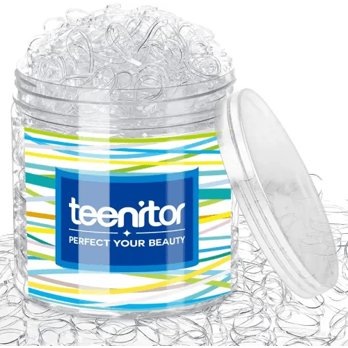 Teenitor Clear Elastic Hair Bands, 2000pcs Mini Hair Rubber Bands, Hair Ties, Soft Hair Elastics Ties, 2mm in Width and 30mm in Length