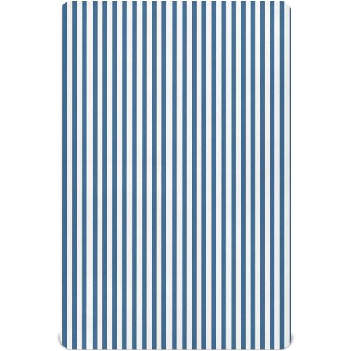 WELLDAY Crib Sheets, Blue White Stripes Toddler Bed Sheets Fitted for 52”x28” Standard Crib and Toddler Mattresses, Super Soft & Breathable Baby Play Sheets