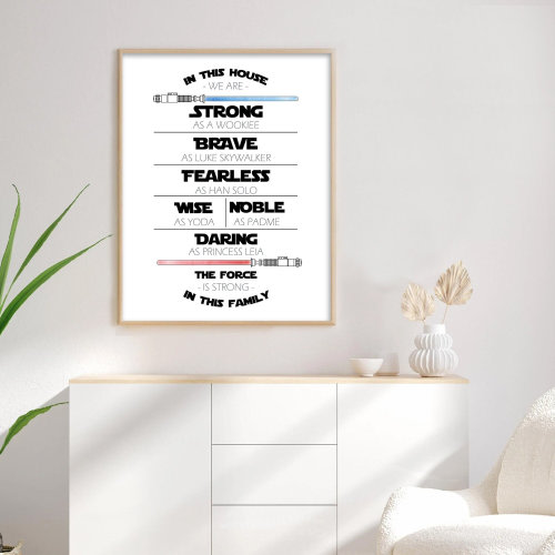 Star Wars Family Wall Art Print, Instant Download Gift for Star Wars Fan, The Force Is Strong Star Wars Home Décor, Housewarming Gift