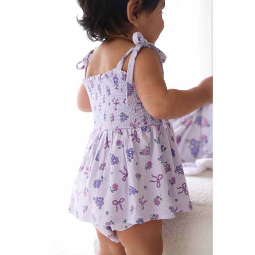 Smocked Twirl Bodysuit | Ribbon & Roses Purple