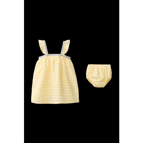 GINGHAM FLORAL DRESS AND PANTIES - Yellow | ZARA United States