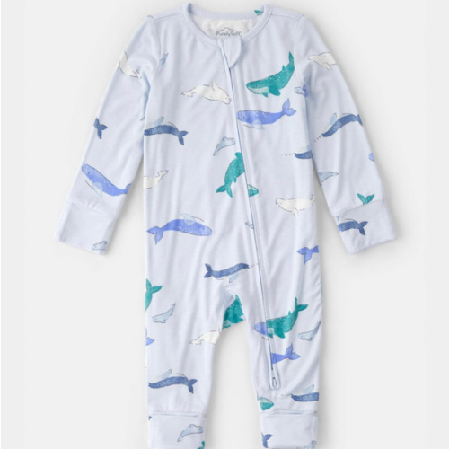 Baby Whale PurelySoft 2-Way Zip Snug Fit Sleep & Play Pajamas - Blue | Carter's