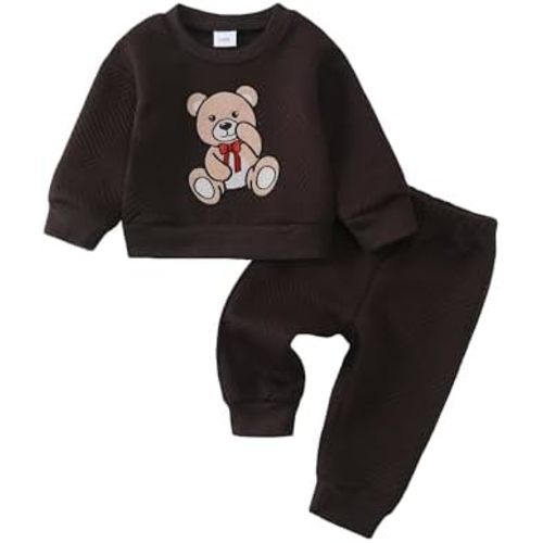 Kucnuzki Baby Toddler Girl Clothes Long Sleeve Crewneck Sweatshirt Tops Sweatpant Sweatsuit Baby Girl Fall Winter Outfit