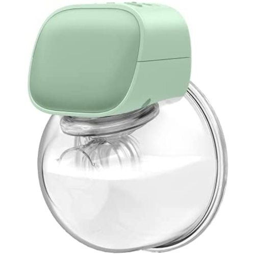 Momcozy Electric Wearable Breast Pump - Low Noise & Hands-Free Breast Pump with 2 Mode & 5 Levels, Portable Wearable Breast Pump, Breastfeeding Breastpump Can Be Worn in-Bra, 24mm Green