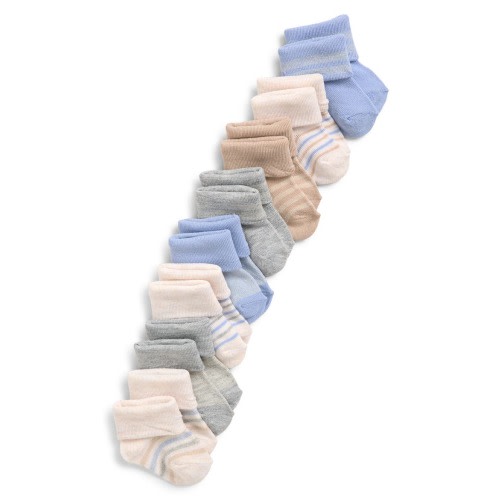 Assorted 8-Pack Marled Cuffed Crew Socks, 0-6M