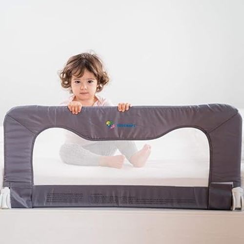 TotCraft Bed Safety Rails for Toddlers - Bed Rail Guard for Queen, King, Full Szie, Twin Mattress Bed (Grey, 35.5W*23.5H Inch (Regular Extra Tall))