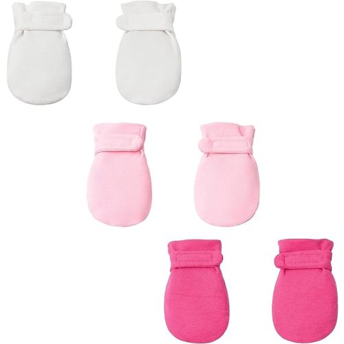 Newborn Baby No Scratch Mittens Stay On, 100% Cotton Breathable, Adjustable Infant Gloves for Baby Boys Girls Mittens