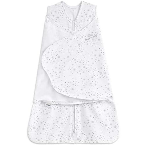 HALO 100% Cotton Sleepsack Swaddle, 3-Way Adjustable Wearable Blanket, TOG 1.5, Midnight Moons Grey, Small, 3-6 Months