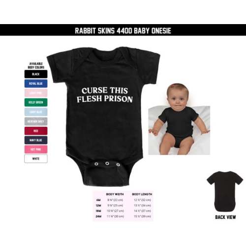 Curse This Flesh Prison Baby Onesie | Edgy Baby Shower Gifts Cool Baby Clothing Alternative Baby Clothes Punk Rock Goth Baby Romper Creeper