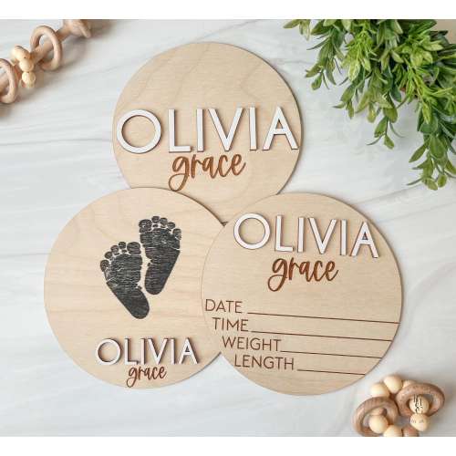 Baby Announcement Sign with Birth Stats | Footprint Sign For Newborn | Baby Name Reveal | Personalized Baby Name Sign | Sign For Hospital