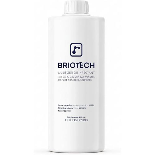 BRIOTECH Sanitizer Disinfectant Hypochlorous Spray, Kill 99.99% of Viruses & Bacteria, Control Mold, Eliminate Odor, Gentle for Nursery & Play Rooms, Food Contact Surface Sanitizer, 32 fl oz Refill