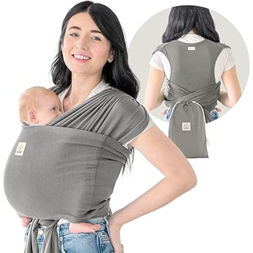 KeaBabies Baby Wrap Carrier Ring Sling - Easy to Wear, Adjustable D-Lite Baby Carrier Newborn to Toddler, Infant Carrying Shirt, Hands Free Bonding, Breathable Fabric Wearing Wrap (Graphite)