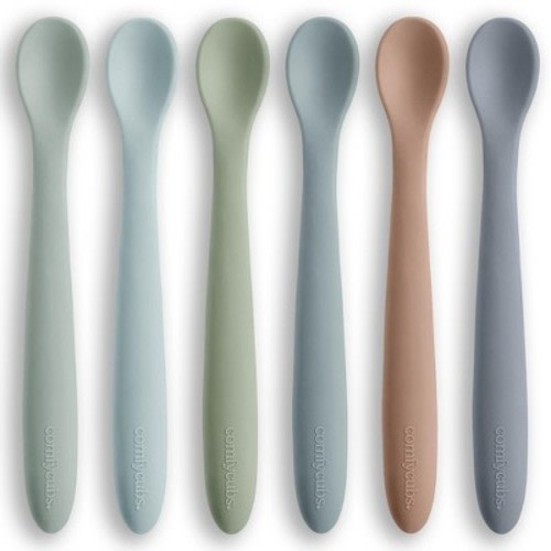 Comfy Cubs Silicone Baby Spoons Set 6-Pack, Ocean – BPA Free, Soft Gum-Safe Toddler Eating Essentials – Lightweight & Flexible